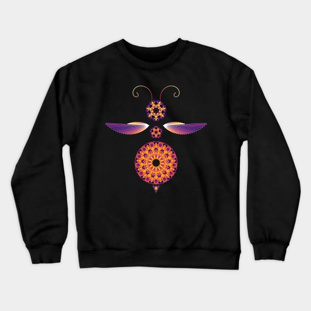 Mandala Honey Bee | Onyx Ruby Citrine Black Red Yellow Black Crewneck Sweatshirt by aRtVerse